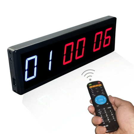 Gym Timer, Workout Clock Countdown/UP Interval Gym Wall Clock, 15 x 4.7 Ultra-Clear Digital Display led Timer with Remote