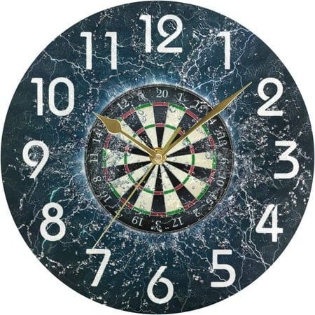 GZHJMY Darts Board in Water Round Wall Clock, 9.5 Inch Battery Operated Quartz Analog Quiet Desk Clock for Home,Kitchen,Office,School