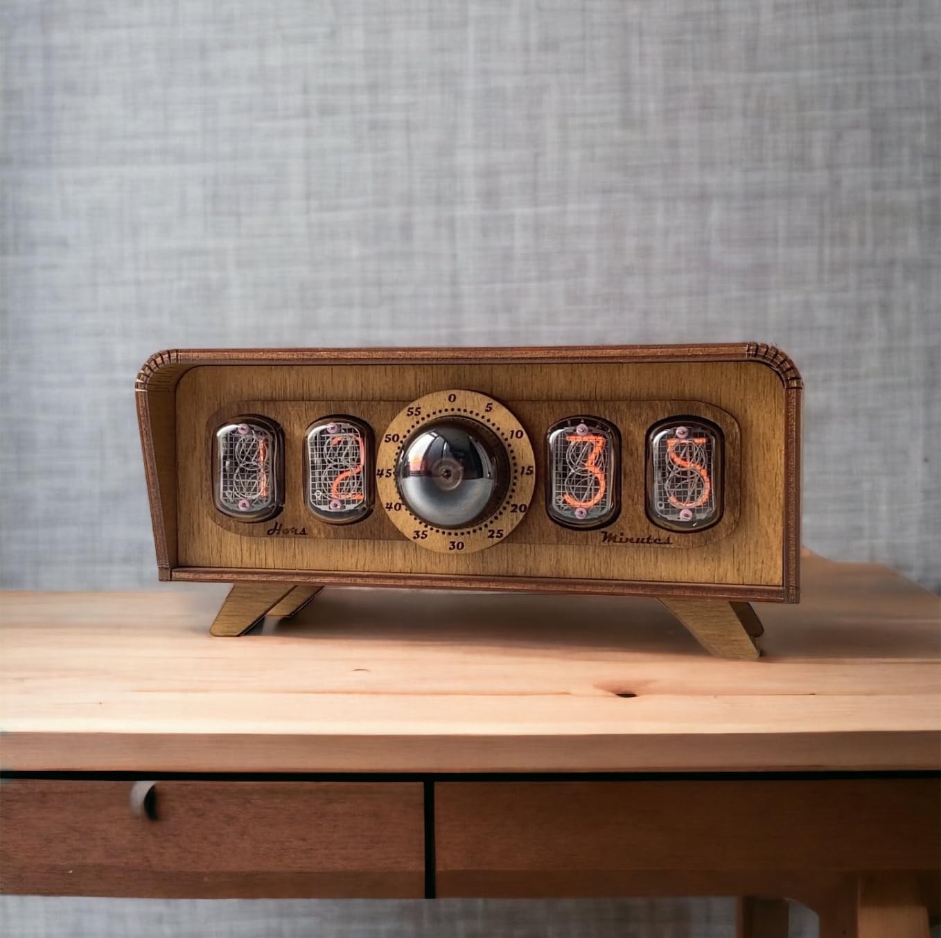 Handmade Nixie Tube Clock IN-12 - made in Ukraine - Vintage Retro Table Clock - Wooden Desk Nixie Tube Clock