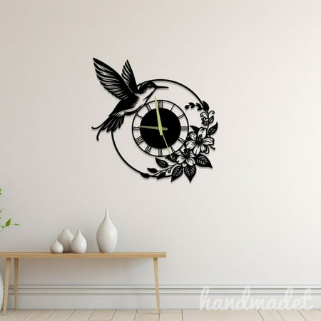 Handmadetneonsign Hummingbird Wall Clock Unique, Year Date Round Wall Clock, Metal Wall Clock 56293