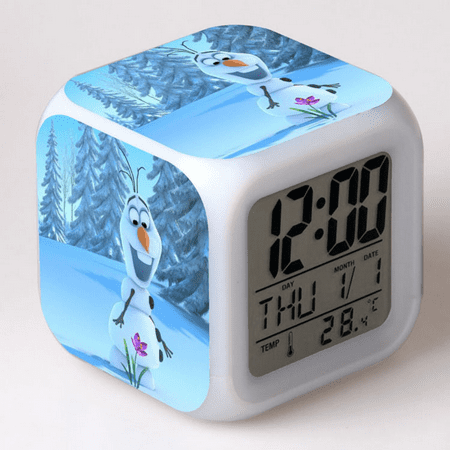 HANNTAOO LED Alarm Clock Frozen Pattern Creative Desk Table Clock Glowing Electronic Colorful Digital Clock for Unisex Adults Girl Boy Kids Children Toy Birthday Present Gift HTNL#172