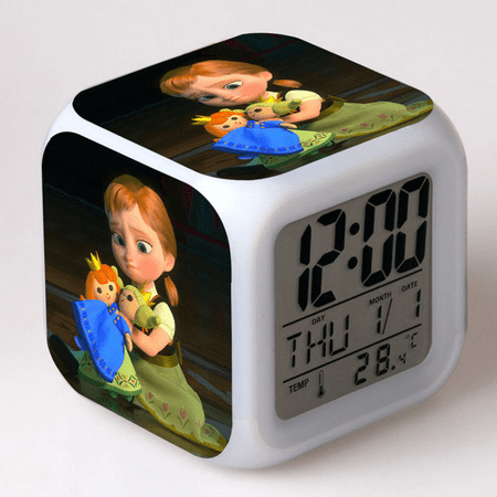 HANNTAOO LED Alarm Clock Frozen Pattern Creative Desk Table Clock Glowing Electronic Colorful Digital Clock for Unisex Adults Girl Boy Kids Children Toy Birthday Present Gift HTNL#188