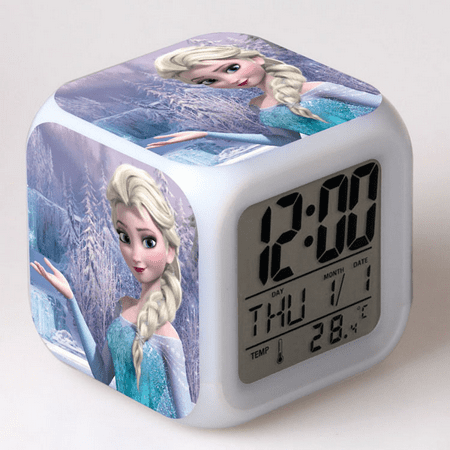 HANNTAOO LED Alarm Clock Frozen Pattern Creative Desk Table Clock Glowing Electronic Colorful Digital Clock for Unisex Adults Girl Boy Kids Children Toy Birthday Present Gift HTNL#165