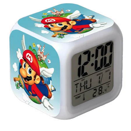 HANNTAOO LED Alarm Clock Super_Mario Pattern Creative Desk Table Clock Glowing Electronic Colorful Digital Clock for Unisex Adults Girl Boy Kids Children Toy Birthday Present Gift HTNL#315