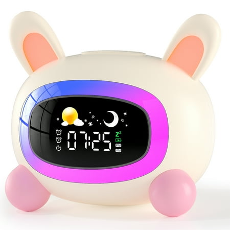 Hansang Alarm Clock for Kids, Ok to Wake Clock, Sleep Training Digital Clock with 5 Night Light, 7 Sleep Sound Machine