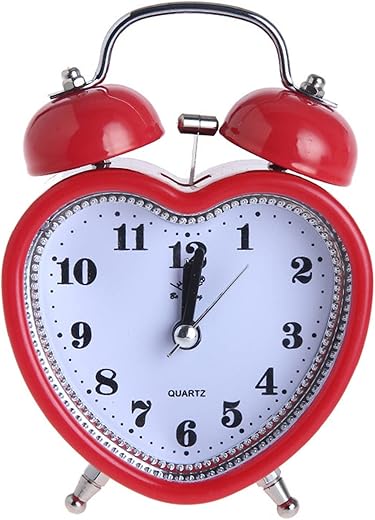 Heart Shape Alarm Clock No Ticking Light for Time Clocks for Kids Girls Bedroom Snooze Wake Up Clocks Supplies