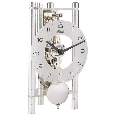 Hermle 23022X40721 Lakin Triangular Table Clock - Silver with Glass Dial & Brass Pendulum