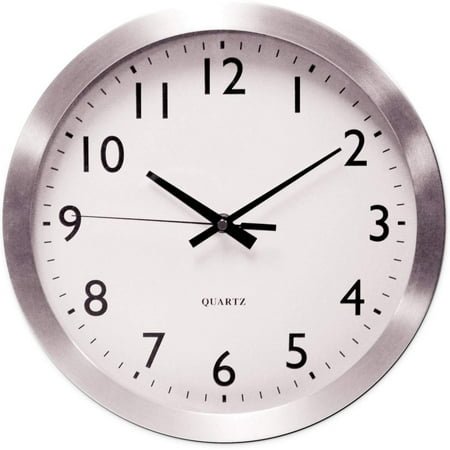 HetayC 10425 Brushed Steel Finish Wall Clock, 12-Inch, Silver, 1 Aa Battery