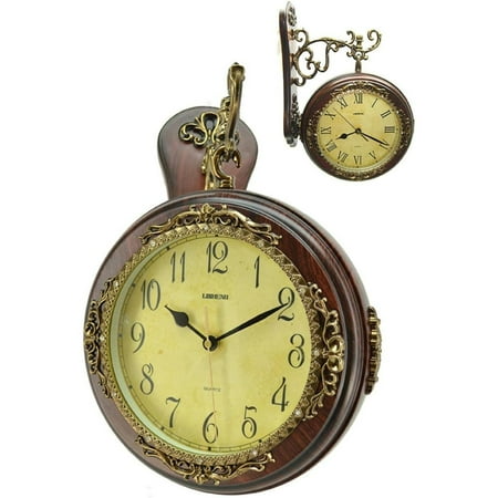 HetayC Fabulous Antique Incredible 2 Side Wall Clock Double Face Hanging Clock