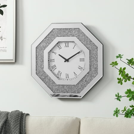 HNGMTNG Octagonal Mirror Wall Clocks and Artificial Gemstone Wall Clocks