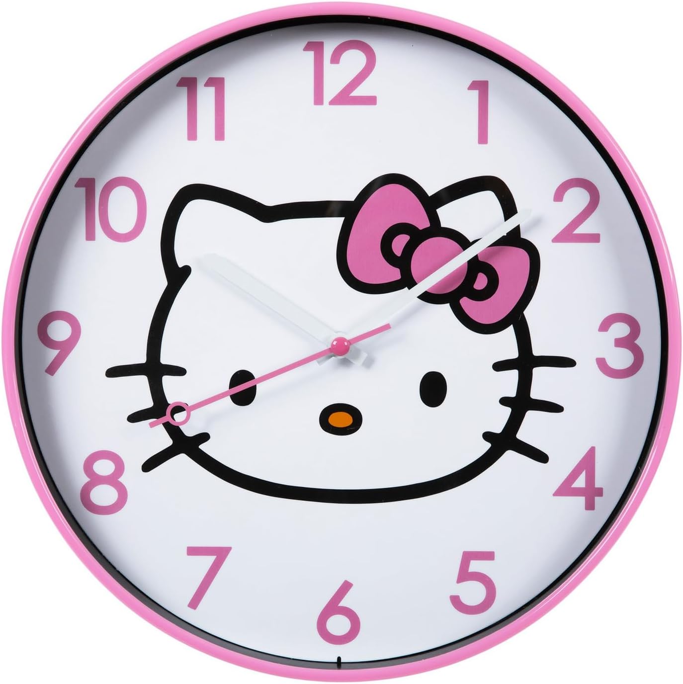 Hobby Lobby Hello Kitty Wall Clock, 9.75 Inches, Round, Pink Border & Numbers, Clear Panel, Plastic