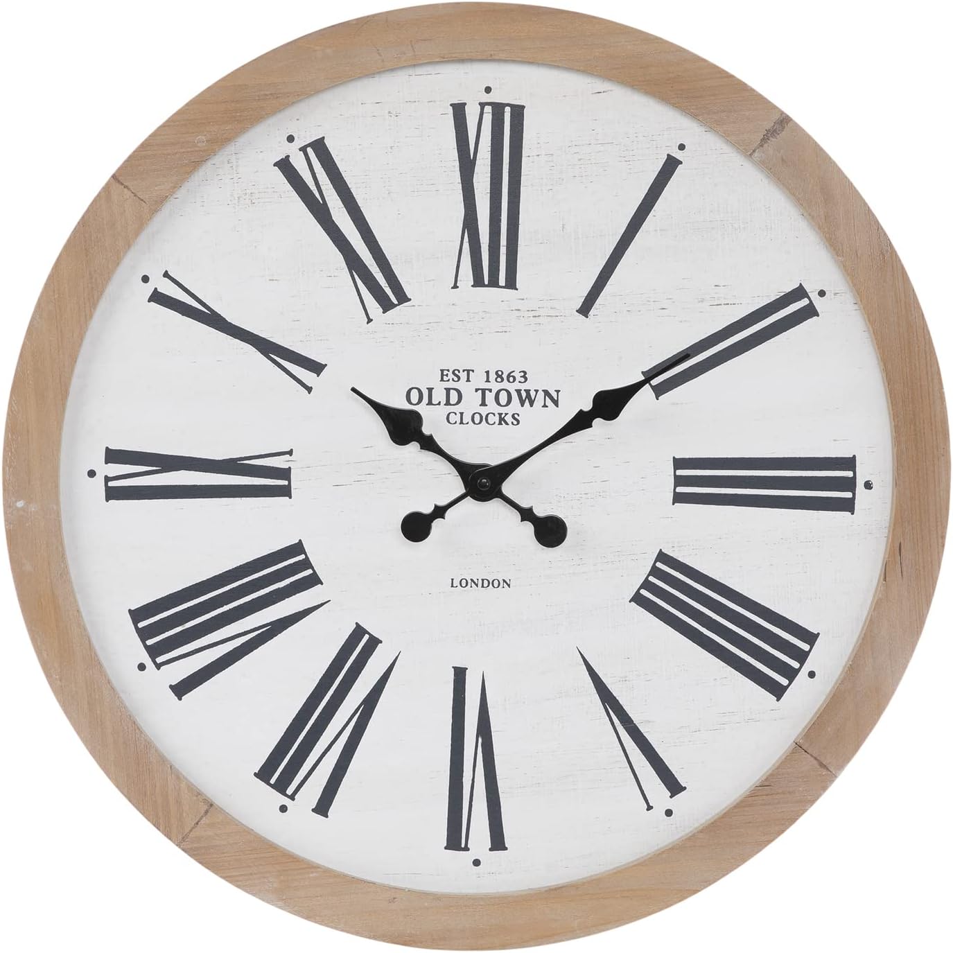 Hobby Lobby White, Black and Brown Old Town Wood Wall Roman Numbers Clock for Home Decor