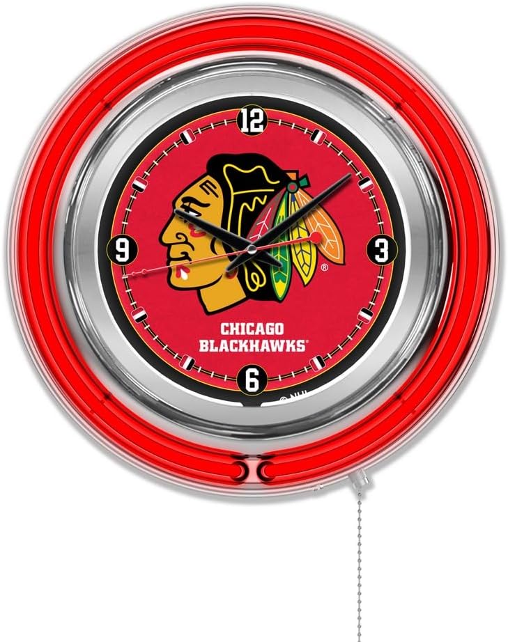 Holland Bar Stool Co. Chicago Blackhawks 15" Double Neon Wall Clock