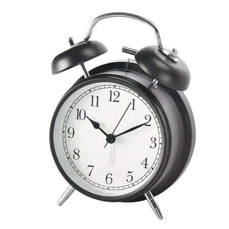 Home Saving! Jubipavy Small Loudly Twin Bell Metal Alarm Clock Silent Non-Ticking Nightlight Clock