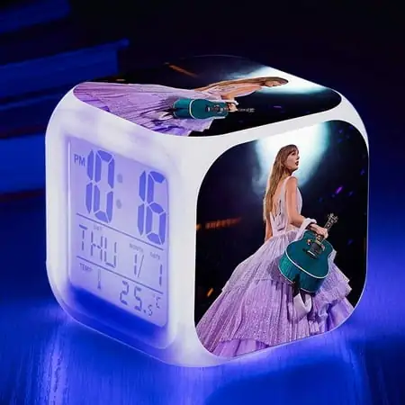 HotSale!Swift&LED Large Screen Alarm Clock with Soft Built-In Light - USB/Battery Powered, Displays Date & Temperature, Touch-Activated Night Light&Taylōr&Swift&