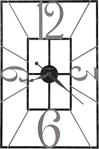 Howard Miller Antoine Oversized Wall Clock 625-712 – Wrought Iron, Charcoal Finished, Aged Silver Accents, Open Frame Design, Modern Home Décor, Quartz Movement