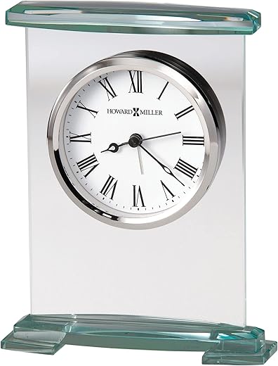 Howard Miller Augustine Table Clock 645-691 – Modern Glass Bracket Home Decor with Quartz, Alarm Movement