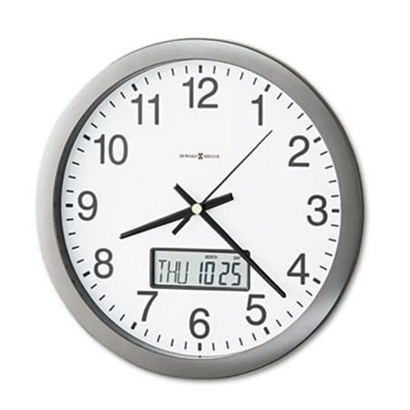 Howard Miller Chronicle Wall Clock with LCD Inset, 14in, Gray