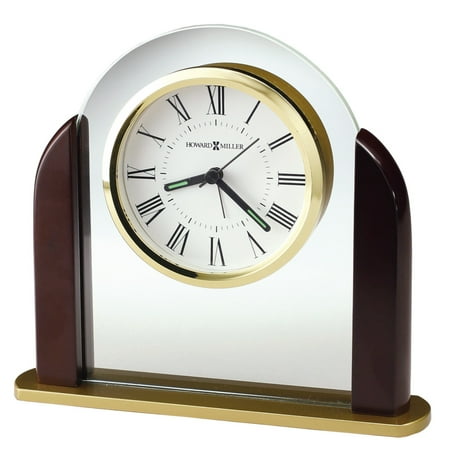 Howard Miller Derrick Glass and Rosewood Finish Wood Quartz Alarm Clock #Q-GM1491