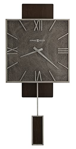 Howard Miller Maclane Wall Clock 625-758 - Satin Espresso Finish, Aged Silver Metal Frame, Square Dial