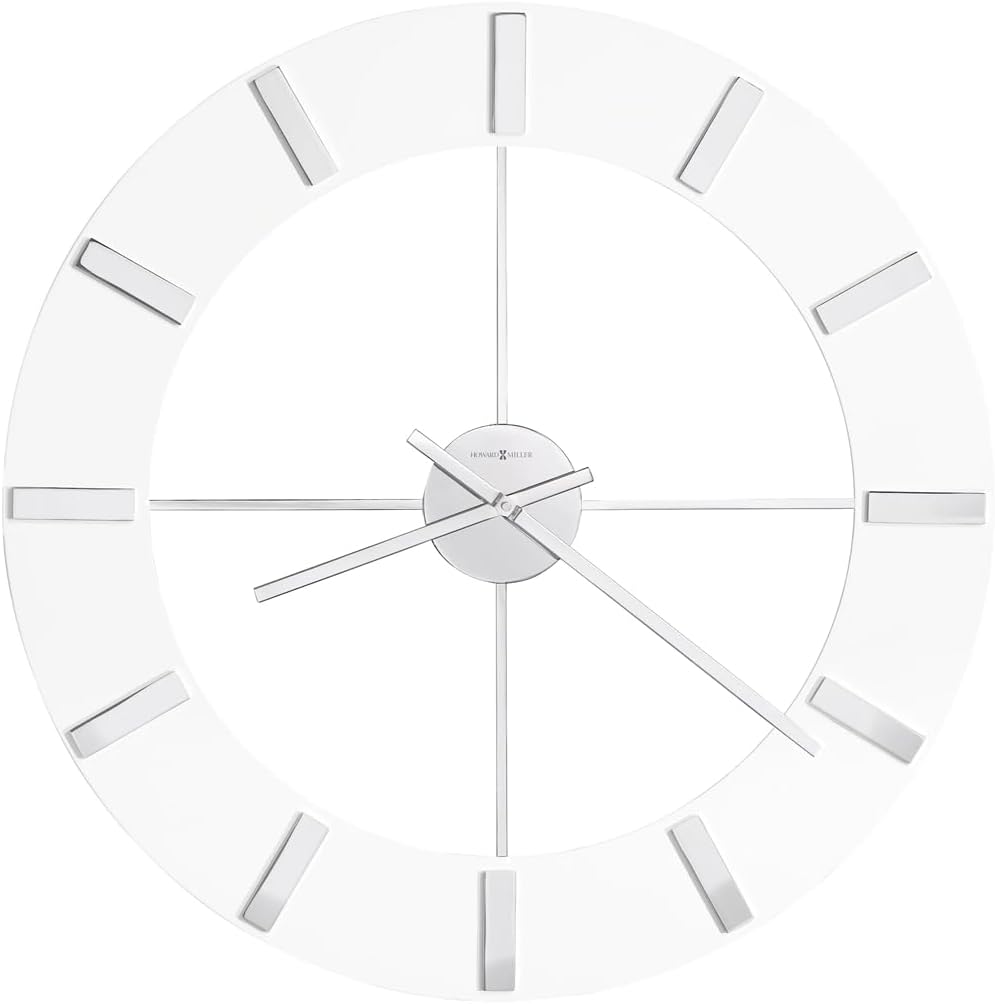 Howard Miller Pearl Wall Clock 625-596 – 30” Oversized High-Gloss White Finish with Quartz Movement