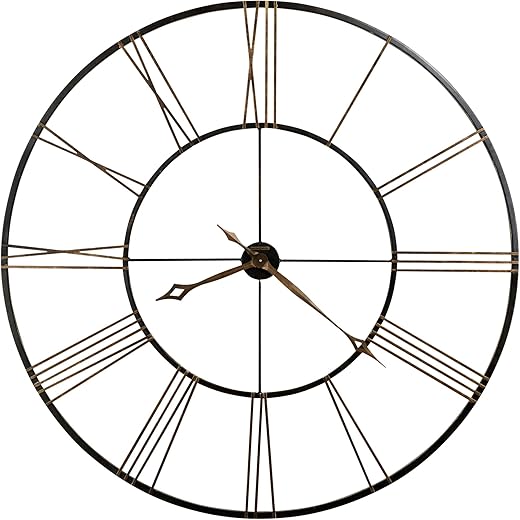 Howard Miller Postema Gallery Wall Clock 625-406 – Oversized Wrought-Iron, Aged Black Finish with Antique Gold Numerals, Traditional Roman Numerals, Quartz Movement