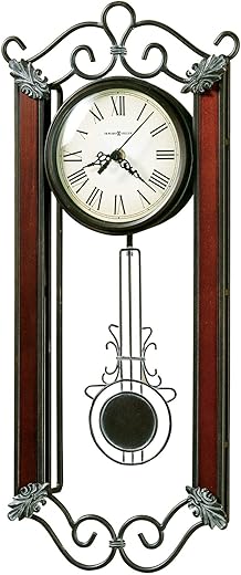 Howard Miller Springdale II Wall Clocks - Analog Display Antique Style Pendulum Gray Wood Clocks with Convex Crystal Glass | Quartz Movement Perfect for Bedroom Home Decor and Office