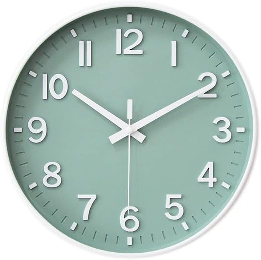 HZDHCLH Green Wall Clocks Battery Operated,12 inch Silent Non Ticking Modern Wall Clock for Living Room Bedroom Kitchen Office Classroom Decor