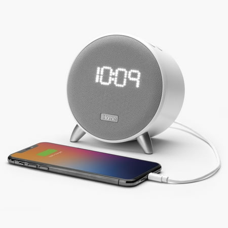 iHome Bluetooth Alarm Clock with 5W USB Charger, Dimmable LED Clock Display and Dual Alarms, Ideal for Bedroom, Home Office and Dorm Room (iOP235)