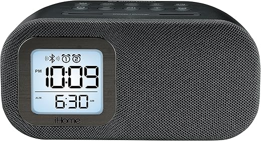 iHome iBT210B Bluetooth Dual Alarm FM Clock Radio with Speakerphone and USB Charging - Black