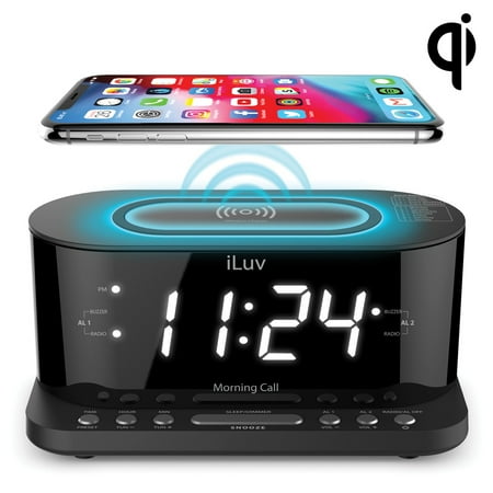 iLuv MORCAL5QULBK Morning Call 5 Clock Radio with Qi Charging