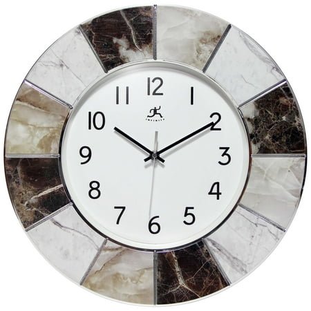 Infinity Instruments 16-inch x 16-inch White Analog Display Round Modern Wall Clock