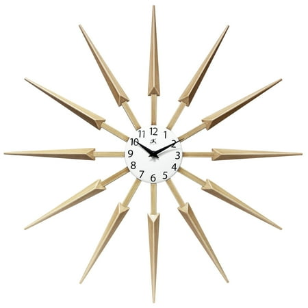 Infinity Instruments Celeste Starburst Mid-Century Modern Unique Large Wall Clock 24 inch by - 24.5 x 1.75 x 24.5 Tan N/A