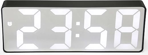 Infinity Instruments Large Digital LED Display Alarm Clock, Temperature and Date Display, Modern Matte Finish Case, Black