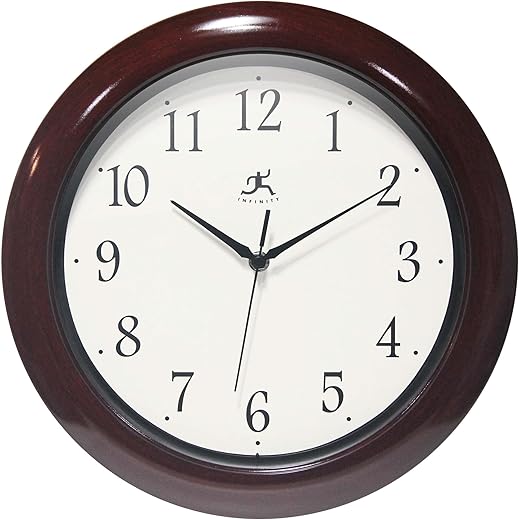 Infinity Instruments LTD. Mahogany-Look Wall Clock, Brown, 13"