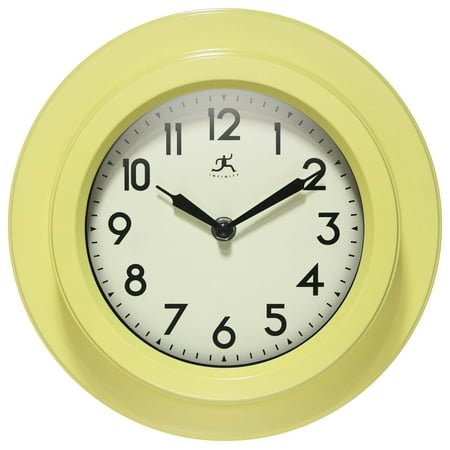 Infinity Instruments Retro Escape Plastic 9.75 Indoor Wall Clock with Silent Movement, Yellow