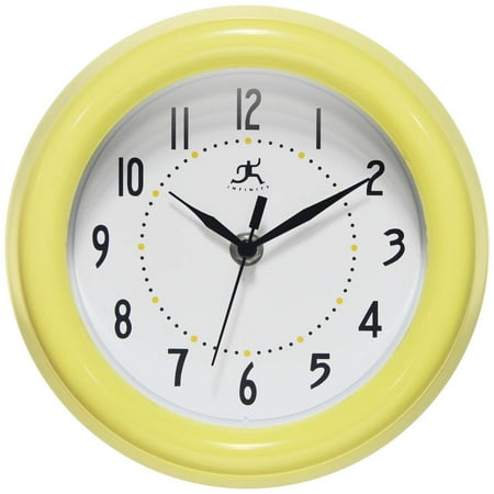 Infinity Instruments Spartan 8 Round Wall Clock, Yellow