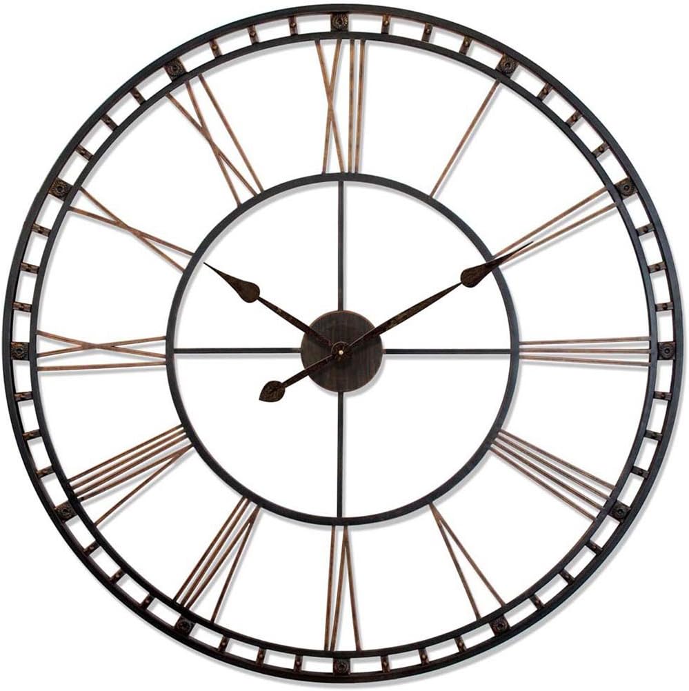 Infinity Instruments Tower XXL Oversized Decorative Wall Clock Perfect for Any Indoor Living Space, 39 H x 39 W x 2.5 D, Black/Bronze