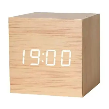 Intelligent Voice Controlled Alarm Clock Modern Wooden Wood Digital LED Clock= G8R9