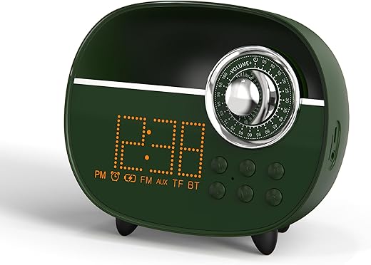 iTOMA Retro Alarm Clock with Bluetooth,Vintage FM Radio,Hands-Free Calling,Night Light,Support TF Card and AUX, Suitable for Home Office, Outdoor 158