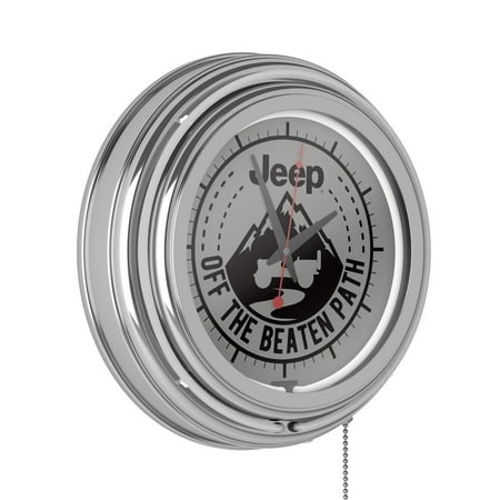 Jeep Black Mountain Retro Neon Analog Wall Clock with Pull Chain