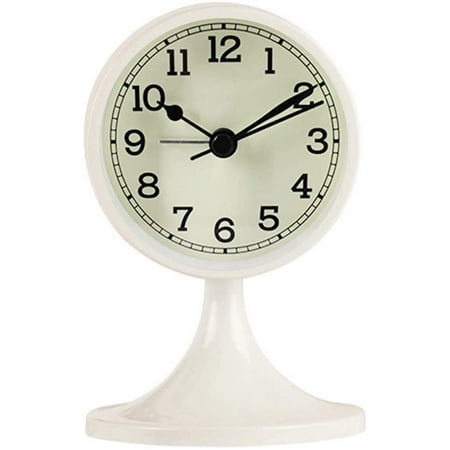 JISBEIFHA Buddy Silent Alarm Clock Vintage Bedside Desk Non-Ticking Travel Clock BeigeA8137