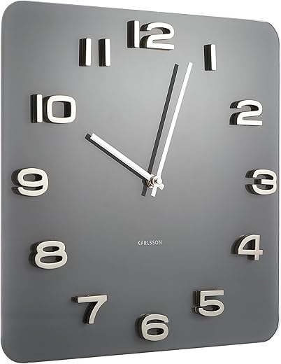 Karlsson Vintage Glass Wall Clock, Grey