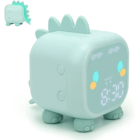 Kids Alarm Clock, Digital Alarm Clock for Kids Bedroom, Cute Dinosaur Alarm Clock Children's Sleep Trainer, Wake Up Light & Night Light with USB Alarm Clock for Boys Girls Birthday Gifts