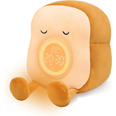 Kids Night Light Plushies, Funny Food Toast Bread Plush Cute Stuffed Alarm Clocks for Bedrooms, Cool Bedside Lamp Gifts for Women Kids 6 7 8 9 10 11 Year Old Girls