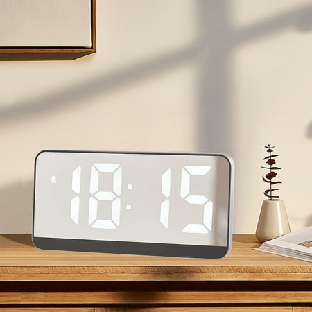 Krnb622nim LED Digital Inventive Alarm Clock Alarm Configuration Electronic Mirror Clock ,Time/date/temperature Rotation Display And Sound Control Wake-up Function