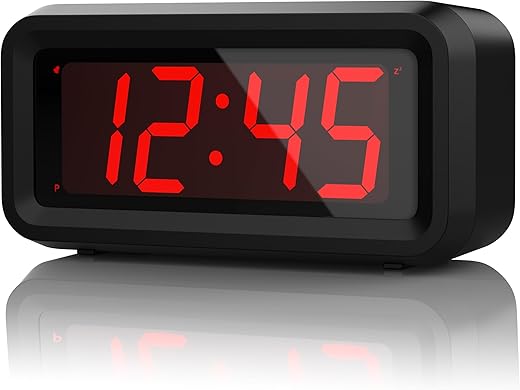 KWANWA Alarm Clock, Small Digital Clock, LED Clock, Updated Setting Button, Easy to Set, Adjustable 3-Level Led Brightness, Auto Dim Night Model, 12/24Hr, Constantly 1.2'' Digits Display