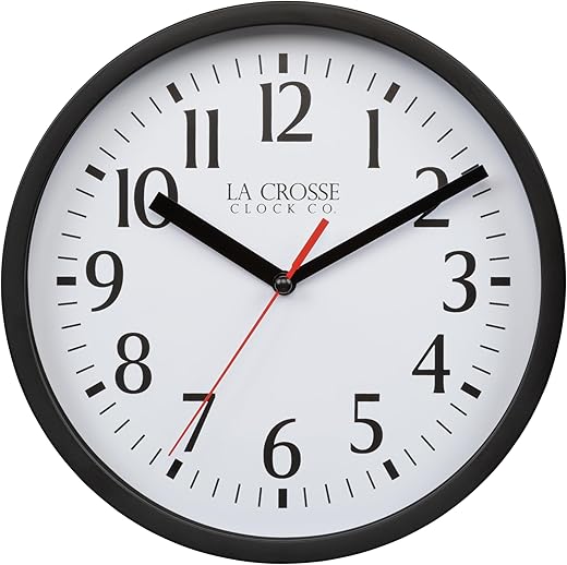 La Crosse 404-3020B 8-inch Basics Quartz Analog Wall Clock - Black