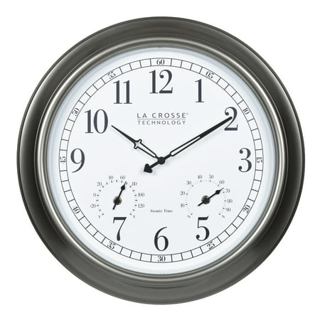 La Crosse Technology 18 Automatic Classic Indoor and Outdoor Atomic Clock, Weather Resistant