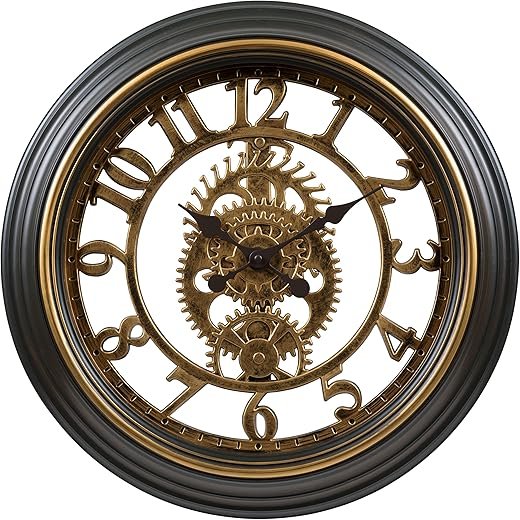 La Crosse Technology 20-inch Bronze Antiqued Gears Quartz Analog Wall Clock - 404-3051C